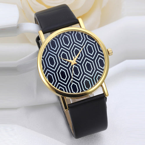 Patterned Leather Minimal Watch