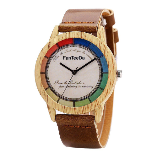 Two-Toned Leather Wood Watch