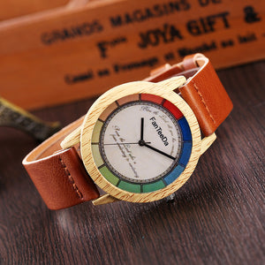 Two-Toned Leather Wood Watch