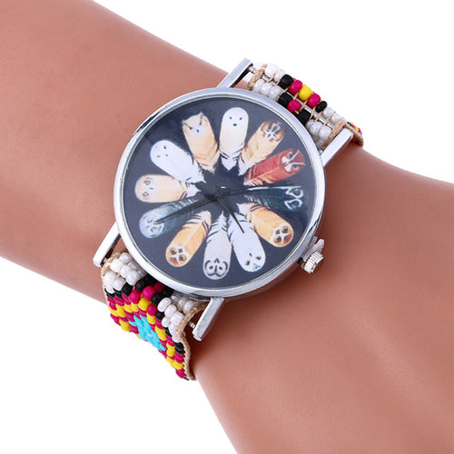 Feather Print Bracelet Watch