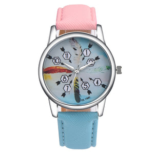 Multi-Color Pastel Watch w/Feather Print