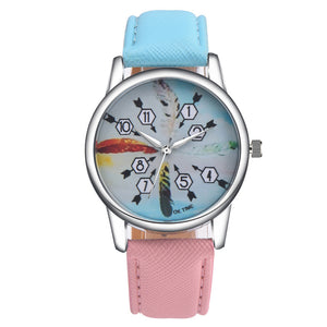Multi-Color Pastel Watch w/Feather Print