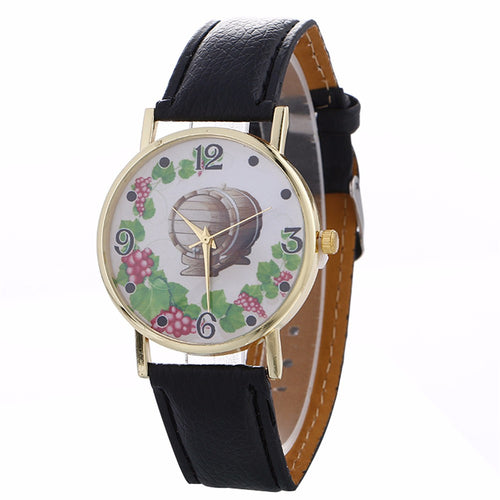 Wine Time Leather Watch