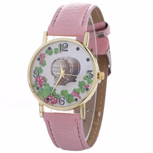 Wine Time Leather Watch