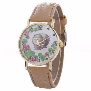 Wine Time Leather Watch