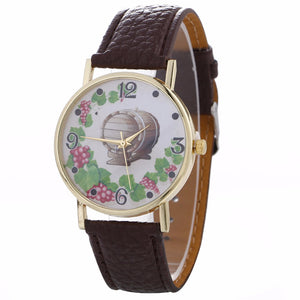 Wine Time Leather Watch