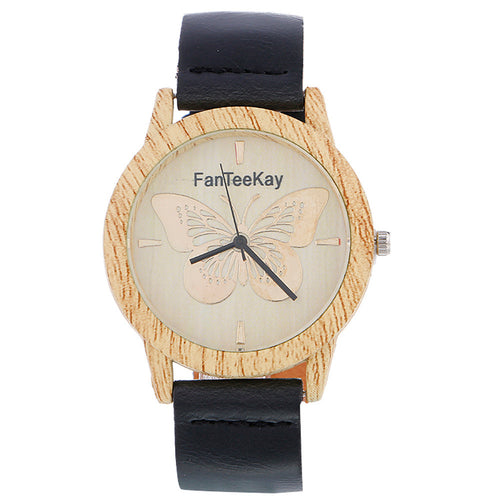Butterfly Wood Watch Two-Toned