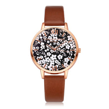 Black & White Gold Rimmed Watch w/Floral Print