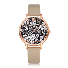 Black & White Gold Rimmed Watch w/Floral Print