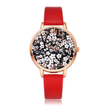 Black & White Gold Rimmed Watch w/Floral Print
