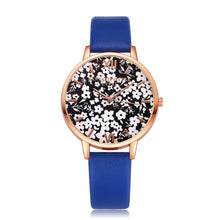 Black & White Gold Rimmed Watch w/Floral Print