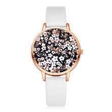 Black & White Gold Rimmed Watch w/Floral Print