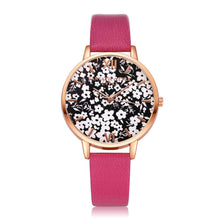 Black & White Gold Rimmed Watch w/Floral Print