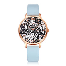 Black & White Gold Rimmed Watch w/Floral Print
