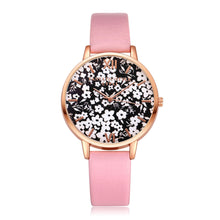 Black & White Gold Rimmed Watch w/Floral Print