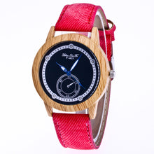 Vintage Wood Watch w/Black Strap