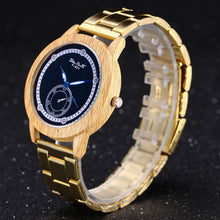 Vintage Wood Watch w/Black Strap