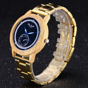Vintage Wood Watch w/Black Strap