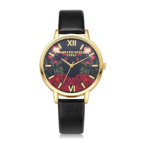 Classy Floral Print Watch