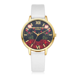 Classy Floral Print Watch
