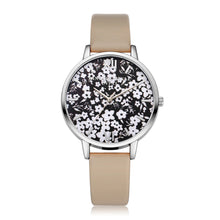 Black & White Slim Watch w/Floral Print