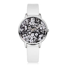 Black & White Slim Watch w/Floral Print