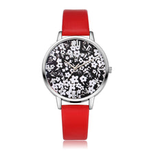 Black & White Slim Watch w/Floral Print